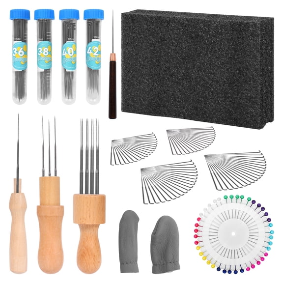Austok Needle Felting Kit, 127Pcs DIY Wool Felt Needling Tool Kit Needle Felt Starter Kit DIY Needle Felting Supplies Complete Needle Felting Kit with Wool Felt Pad for Beginners