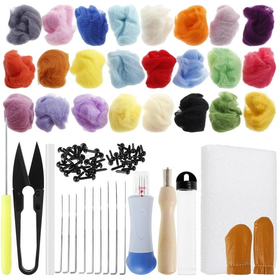 Austok Needle Felting Kit, 24 Colors Wool Roving, Needle Felting Starter Kit,Wool Felt Tools with Felting Tool Instruction Included for Felted Animal Needle Felting Supplies