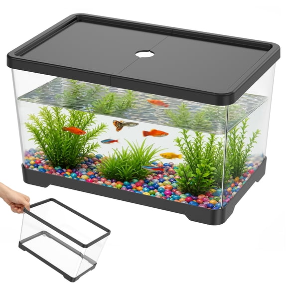 Austok PC Rectangular Fish Tank Aquarium for Fish Reptile Succulent Flower Centerpiece Shatterproof with Clear Clarity for Home Office Desktop Decor
