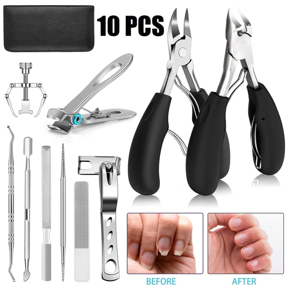 Austok Podiatrist Toenail Clippers,10 Pcs Nail Clippers Set Toe Nail Clippers for Thick Nails and Ingrown Toenails Professional Toenail Clippers Set Toe Nail Clippers for Adult and Seniors