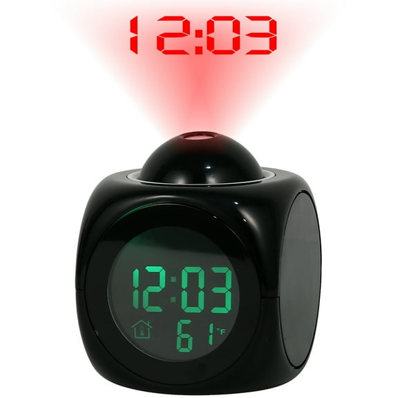 Austok Projection Alarm Clock Voice Talking Electric Digital Alarm Clock with Adjustable Swivel Projector Time Temperature Display Snooze Clock for Home Living Room Bedroom Office