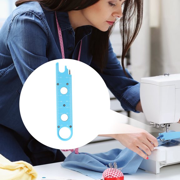 Austok Quick Threading Device Plastic Sewing Machine Threading Tool Built in Ruler Portable Sewing Machine Needle Threader for Elderly