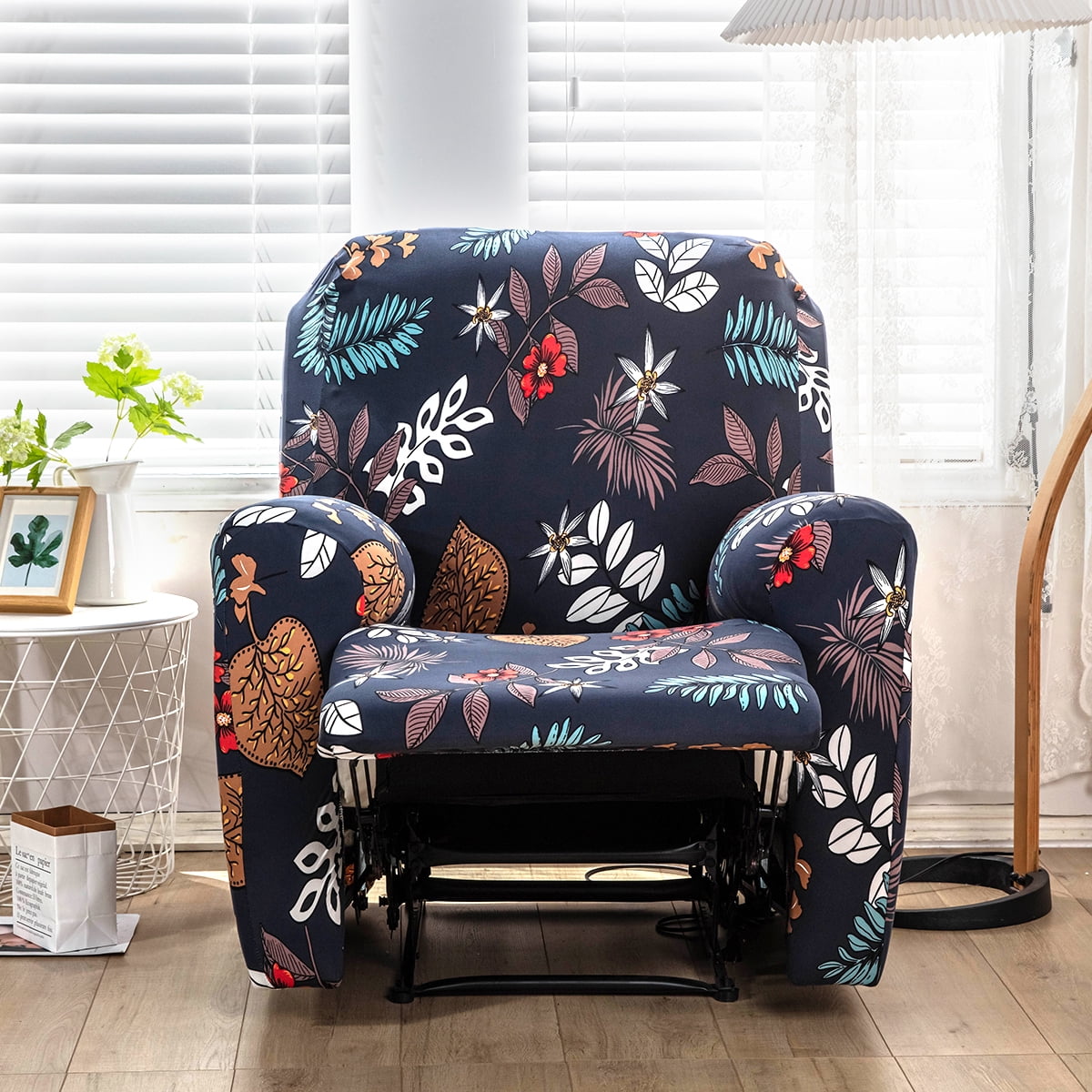Austok Set of 4 Recliner Slipcover Printed Lazy Recliner Chair Covers with Side Pocket High Stretch Sofa Slipcover for Single Seat Sofa and Couch Walmart