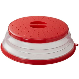 Collapsible Microwave Food Cover Plastic & Metal - Red & White