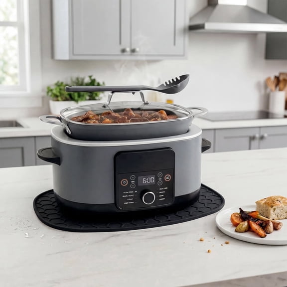Silicone Heat Resistant Mat for 8.5 Qt Slow Cooker Non Slip Slow Cooker Kitchen Countertop Protector Dishwasher Safe for 6.5Qt Pot