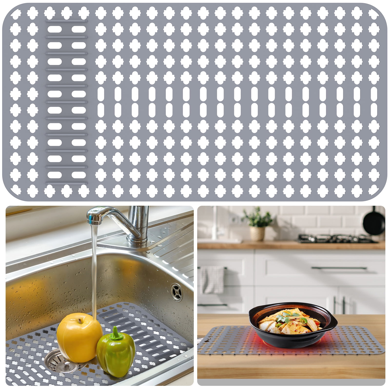 Austok Silicone Sink Protector 28×14 Inch Kitchen Sink Mat Grid