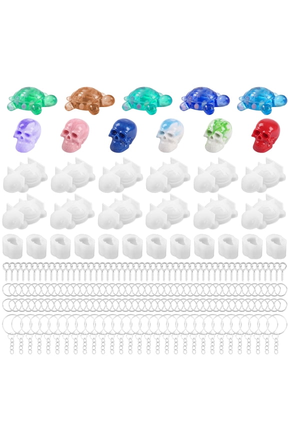 Skull and Turtle Resin Mold Silicone 24Pcs Silicone Mold for Epoxy Crafts with Key Ring Accessories for Home Decoration