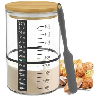  Cygnet Glass sourdough starter jar 50 Oz Fermentation tank with  wood lid, fermentation tank, thermometer, silicone tank spatula, blackboard  label and marking-used to store yeast starter: Home & Kitchen
