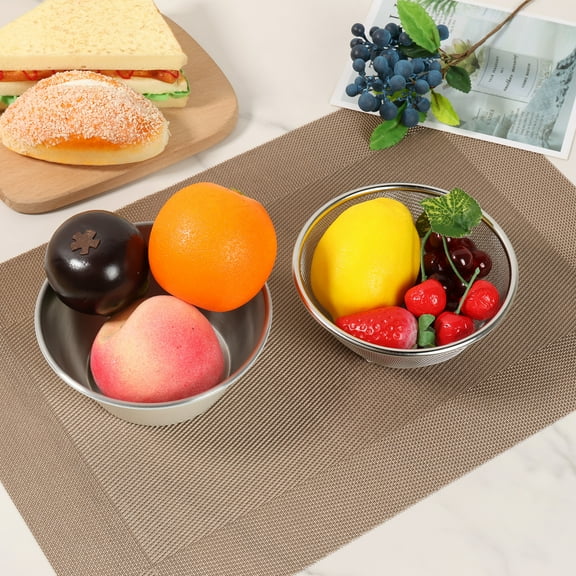 Austok Stainless Steel Colander Set for Draining Rice Perforated Mesh Mini Colander With Bowl Versatile Strainer Bowl Set With Bottom Bracket for Washing Fruit Vegetables