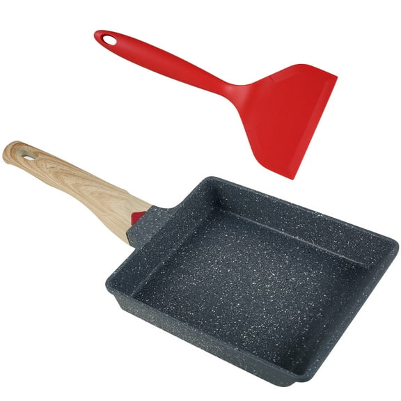 Austok Tamagoyaki Pan Non Stick Japanese Omelette Pan Egg Roll Pan with Wooden Handle Rectangle Frying Pan Dishwasher Safe Tamago