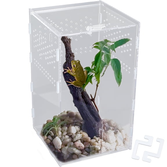 Austok Terrarium Enclosure Acranged Transparent Climbing Pet Feeding Boxes Easy to Install Arboreal Boxes for Reptiles Invertebrates