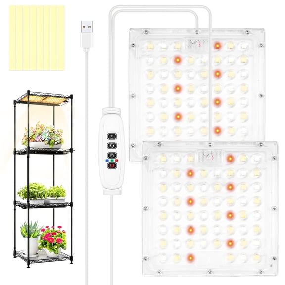 Austok Thin Panel Grow Light for Seed Starting Vegetable Greenhouse Under Cabinet and Shelf Plant with Timer 3/9/12H Full Spectrum Indoor LED Plant Growing Lamp