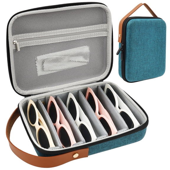Austok Travel Sunglasses Organizer Case for Women Men Glasses Case Multiple Pairs with Adjustable Slot Sunglass Storage
