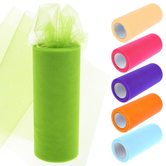Austok Tulle Fabric Roll 6 Colors Organza Fabric Sold by the Metre 5 .91 inch x 897 .64 inch Colourful Tulle Roll Fabric Spool for DIY Tutu Skirt Gift Bow Craft Wedding Party Decorations