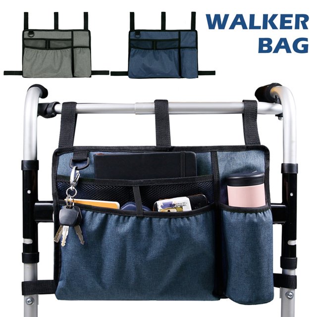 Austok Walker Bag with Cup Holder Large Capacity Storage Pouch Wheelchairs Storage Organizer Bag