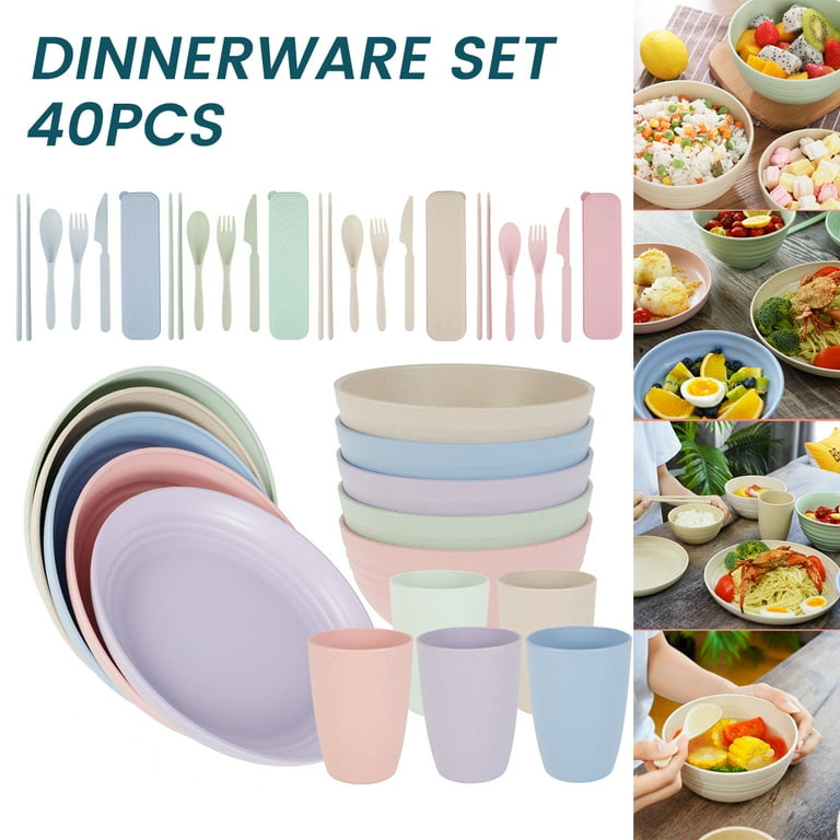 Austok Wheat Straw Dinner Set,Unbreakable Tableware Set Dishwasher