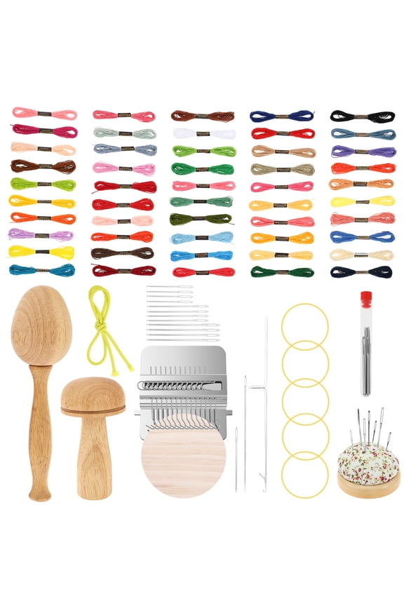 Wood Darning Supplies Kit Darning Egg Mushroom Weaving Tool Set with Threads Needles Small Patch Weaving Tool Patchwork Tools Sewing Accessories for Gloves Hats Scarf
