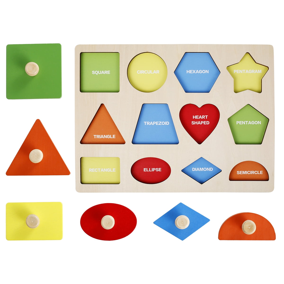 Austok Wooden Shape Puzzle Set, Montessori Wooden Puzzles Board