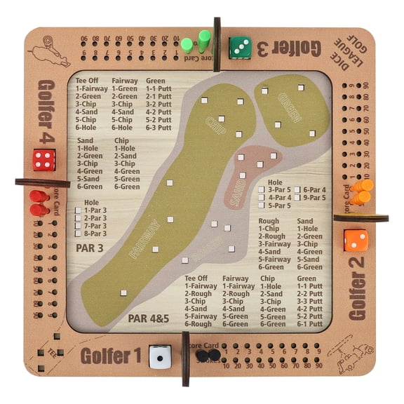 Austok Wooden Tabletop Dice Golf Game Set Fun and Challenging Handcrafted Compact Golf Board Game Set for 1-4 Player Enthusiast Present Adult Friend Family