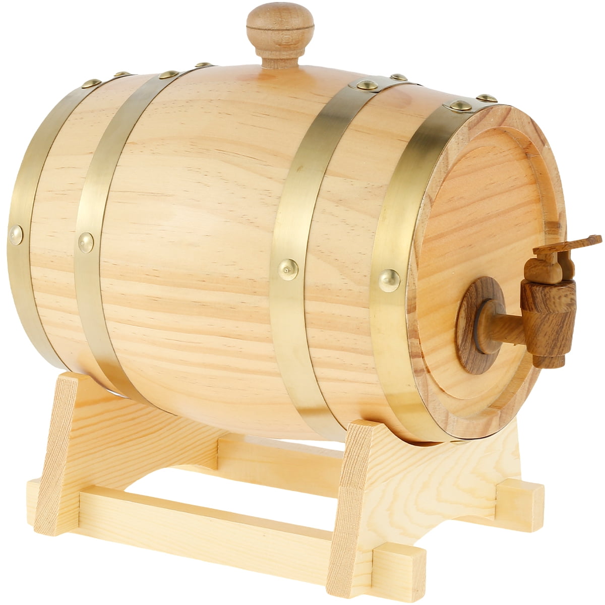 Austok Wooden Wine Barrel 1.5L Pine Wood Beer Barrel Sealing Whiskey Barrel Dispenser Premium Brandy Bucket Wine Storage Barrel with Tap for Wine Beer Brandy Whiskey Tequila