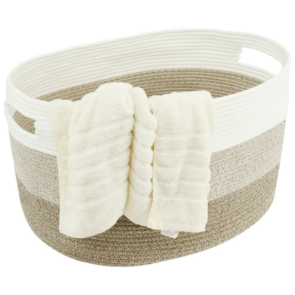 Austok XXXL Cotton Rope Basket (22"x16.9"),Cotton,Extra Large Woven Storage Basket,Blanket Basket Living Room,Toy Storage Basket,Pillow Basket,Laundry Basket,Round Basket,Baby Hamper