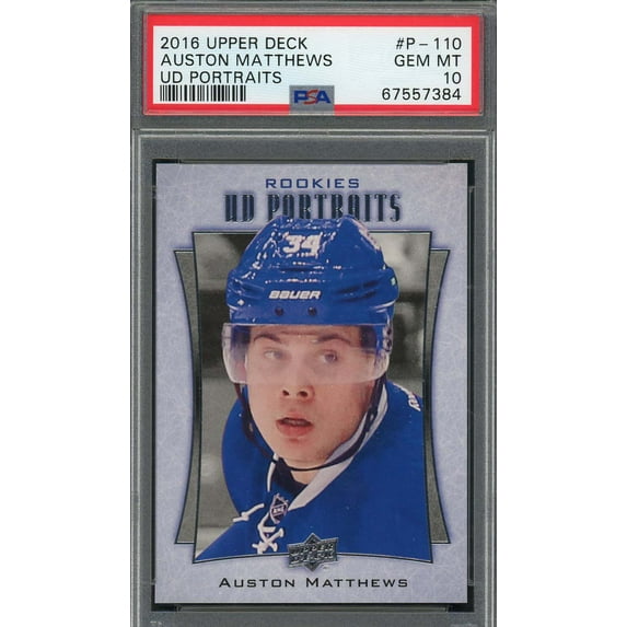 Auston Matthews 2016 Upper Deck Portraits Rookie Card #P-110 Graded PSA 10
