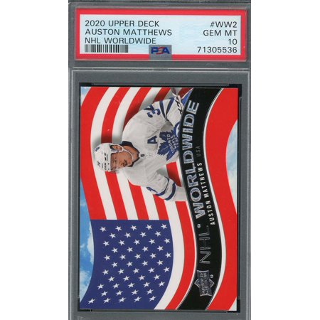 Auston Matthews 2020 Upper Deck NHL Worldwide Hockey Card #WW2 Graded PSA 10