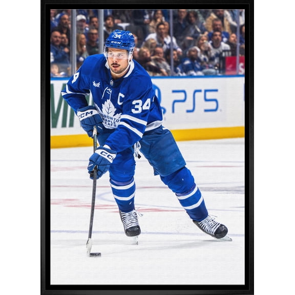 Auston Matthews 20x29 Unsigned Framed Canvas Maple Leafs Action-V