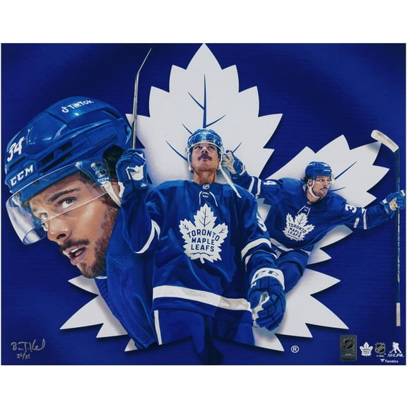 Auston Matthews Toronto Maple Leafs 16" x 20" Photo Print - Designed and Signed by Artist Brian Konnick - Limited Edition 25 - Fanatics Authentic Certified