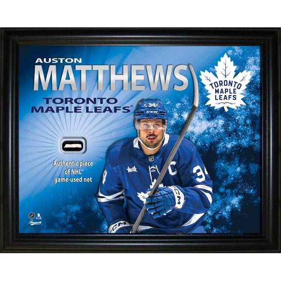 Auston Matthews Toronto Maple Leafs 16x20 PhotoGlass Display with Authentic Game-Used Net Piece