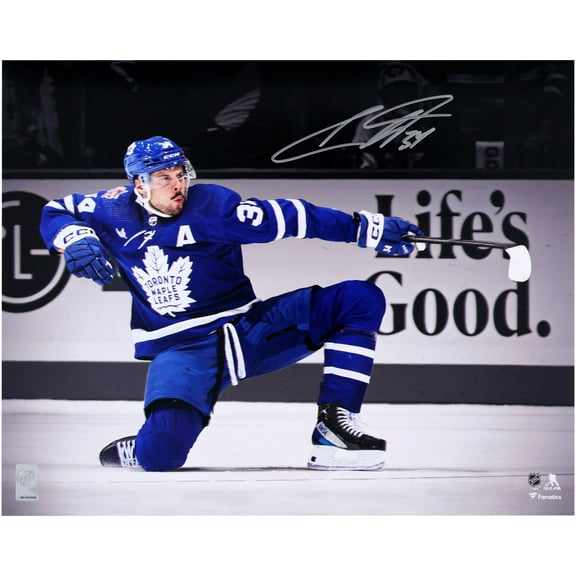 Auston Matthews Toronto Maple Leafs Autographed 16" x 20" One Knee Celebrating Spotlight Photograph - Fanatics Authentic Certified