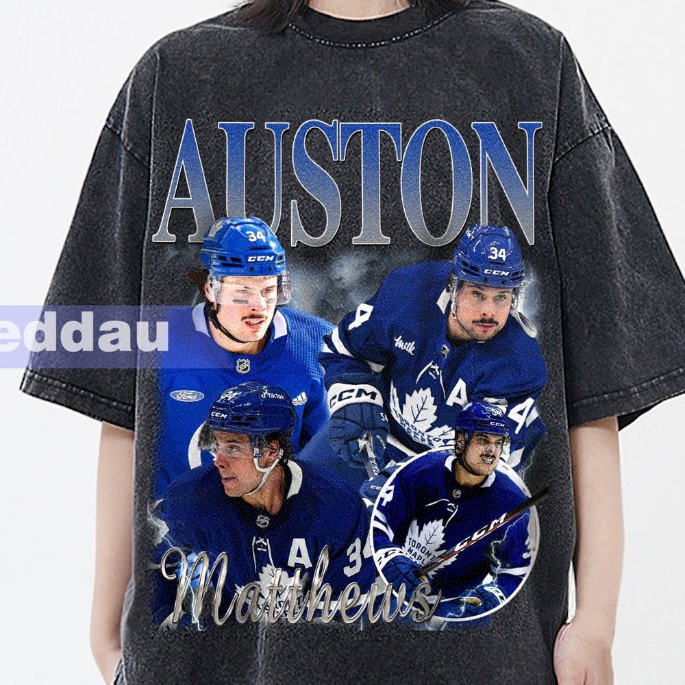 Auston Matthews Vintage Washed TShirt, Ice Hockey Center Homage