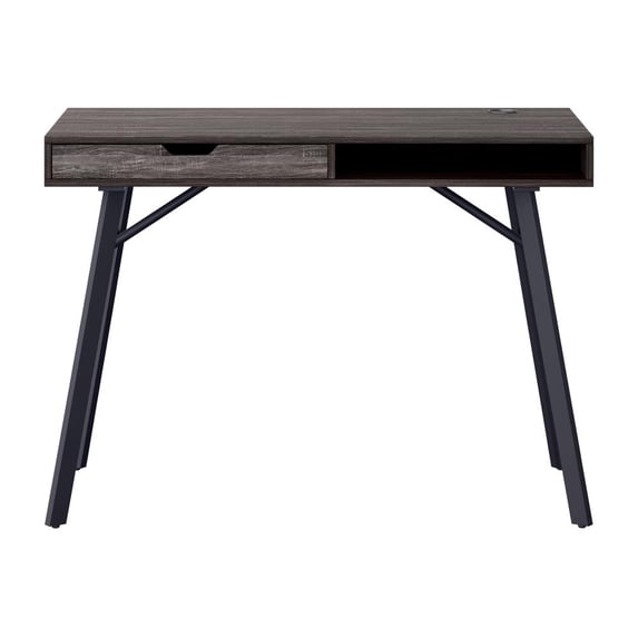 Auston Modern Gray Engineered Wood Grain Finish Desk with Drawer
