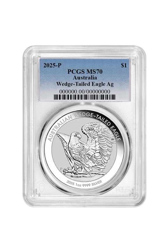 Australia 2025 $1 1-oz Silver Wedge Tailed Eagle PCGS MS70 Blue Label