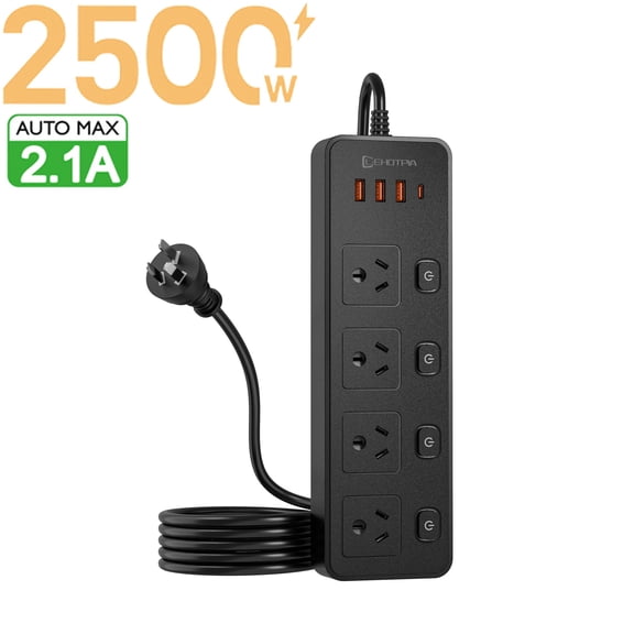 Australia AU Plug AC Power Strip Outlets Independent Switch 1.8m Extension Cord Socket Network Filter With USB C Charging Ports