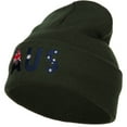 thumbnail image 1 of Australia AUS Flag Embroidered Long Beanie - Olive OSFM, 1 of 5