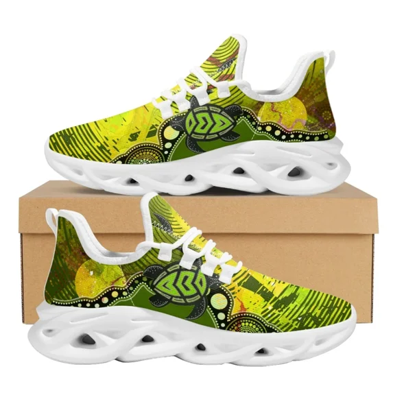 Australia Aboriginal Turtle Indigenous Art Design Platform Sneakers for Women Breathable Lace up Mesh Swing Shoes