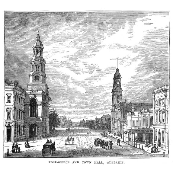 Australia Adelaide C1880. Npost Office And Town Hall At Adelaide The Capital Of South Australia. Wood Engraving