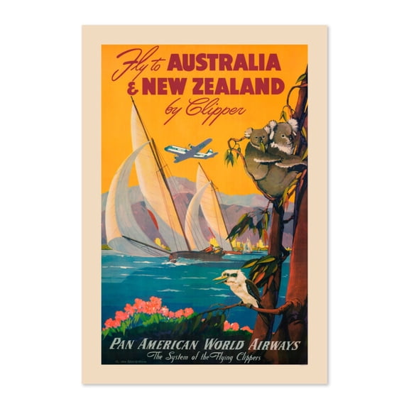 Australia And New Zealand Air Poster, Unframed Paper Poster 8x10in