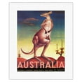 thumbnail image 1 of Australia - Australian Kangaroo with Baby Joey - Vintage Travel Poster by Eileen Mayo c.1957 - Fine Art Rolled Canvas Print 11in x 14in, 1 of 4