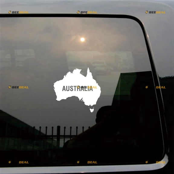 Australia Australian Map Sticker Decal Vinyl - 2 Pack White 6" - For Car Boat Laptop Cup No Background Die-cut