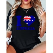 Australia Australian Roots Australian Flag I Love Australia T-Shirt Graphic Tee summer Tops For Women Round Neck Fashion Cotton shirts