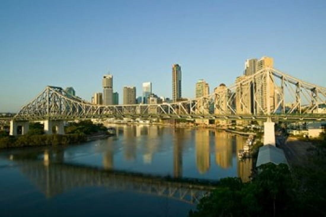 Australia Brisbane Story Bridge Riverside Centre Canvas Art - Walter Bibikow DanitaDelimont (26 x 18)