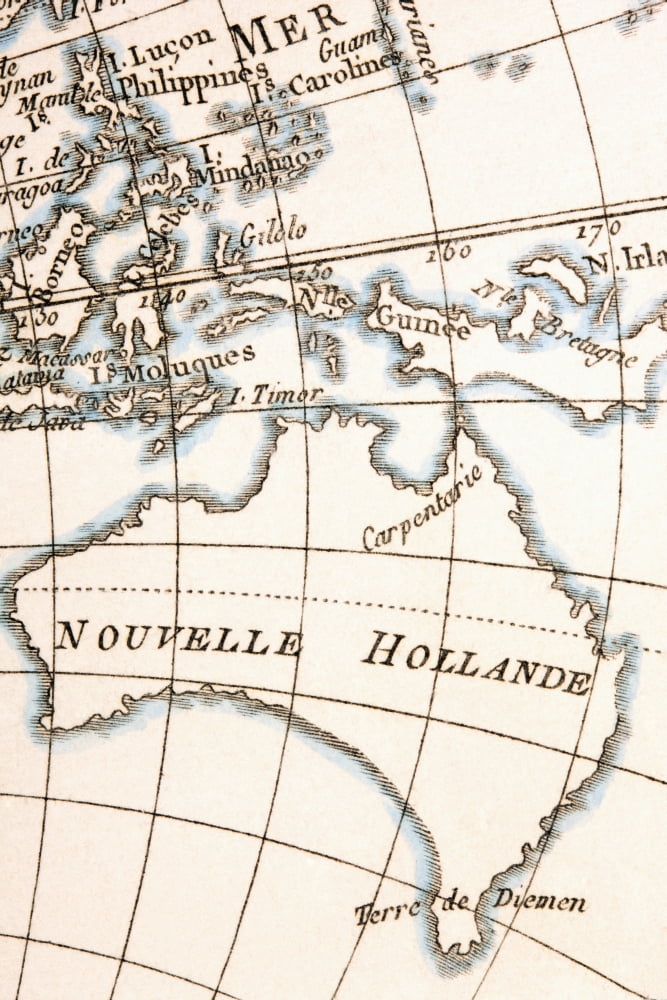 Australia Circa 1760 From Atlas De Toutes Les Parties Connues Du Globe Terrestre By Cartographer Rigobert Bonne Published Geneva Circa 1760 Canvas Art - Ken Welsh Design Pics (12 x 18)