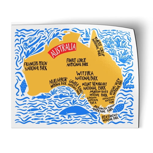 Australia Continent Shape Map - 5.5" Magnet for Car Locker Refrigerator