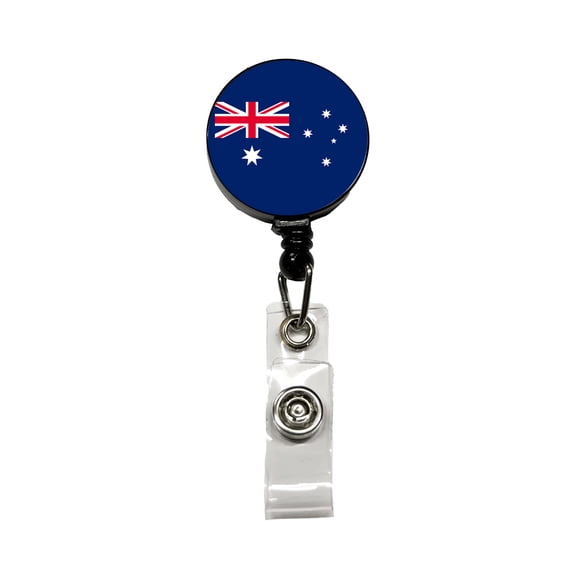 Australia Country Flag Retractable Reel ID Badge Key Card Name Tag Holder with Clip