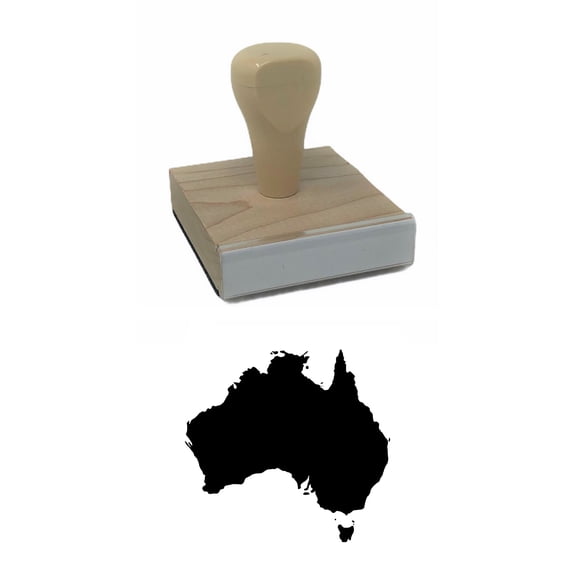 Australia Country Rubber Stamp, 2 X 2" Wood Stamp