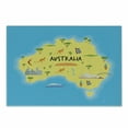 thumbnail image 1 of Australia Cutting Board, Mapping with Symbolic Animals Monuments, Decorative Tempered Glass Cutting and Serving Board, in 3 Sizes, by Ambesonne, 1 of 2