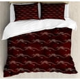 thumbnail image 1 of Australia Duvet Cover Set, Animals Theme Abstract Kangaroos Motifs with Circles Shapes, Decorative 3 Piece Bedding Set with 2 Pillow Shams, Calking Size, Seal Brown and Chestnut Brown, by Ambesonne, 1 of 3