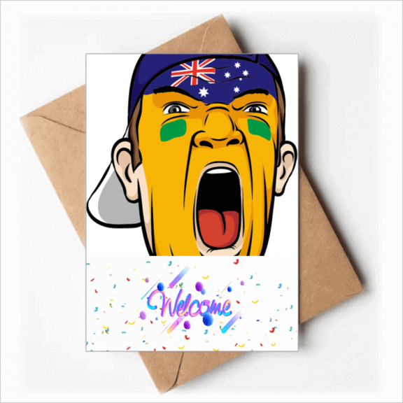 Australia Flag Facial Makeup Head Screang Cap Welcome Back Greeting Cards Envelopes Blank